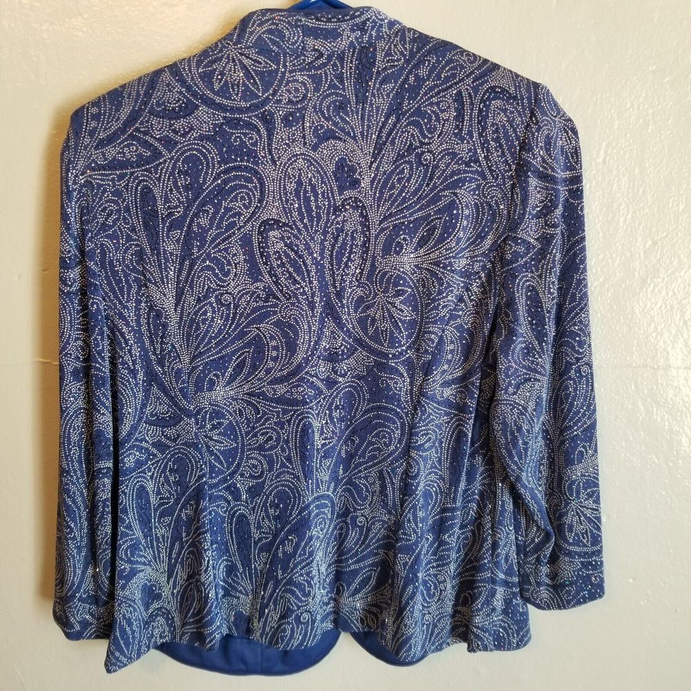 Alex Evenings Jacket Blazer Women Sz 8P Blue Beads Sparkle - Picture 2 of 11